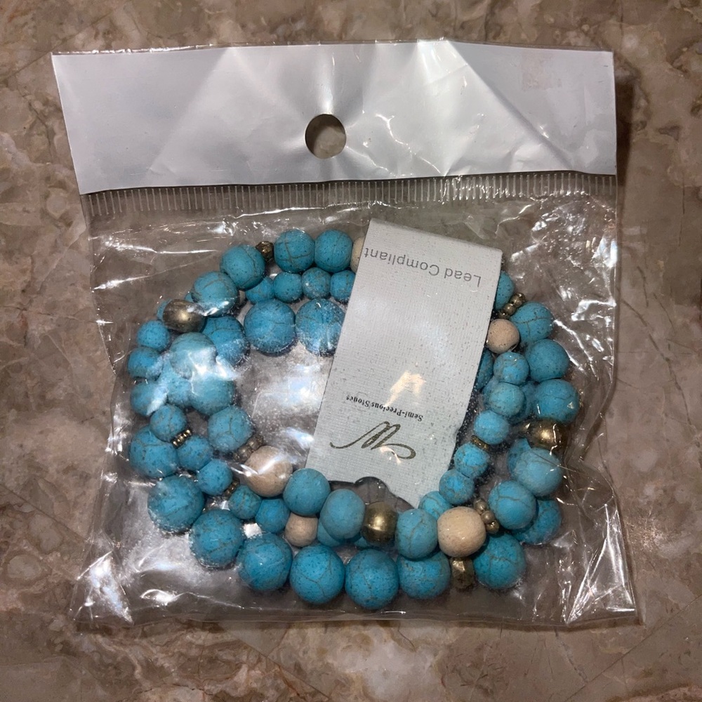 Matte turquoise set of bracelets